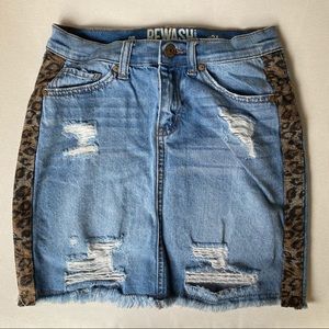 Rewash Side-Stripe Distressed Mini Skirt